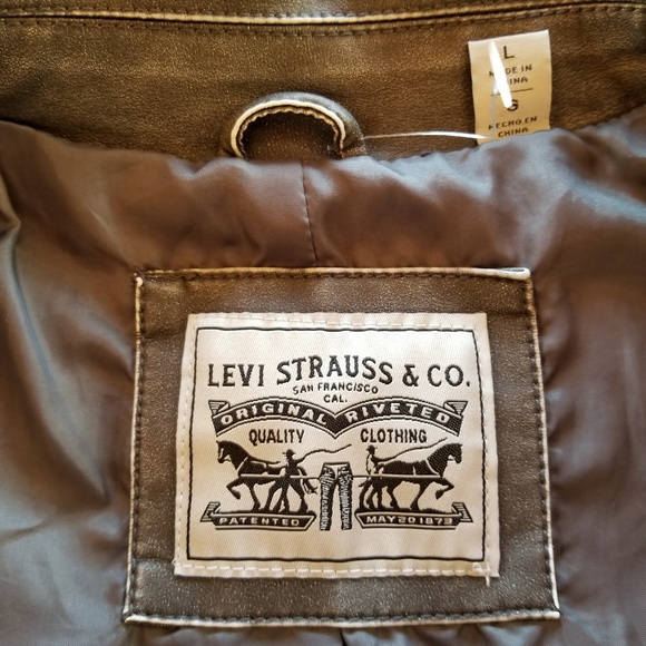 Levi's Faux Leather Moto Motorcycle Jacket Large - Picture 3 of 8